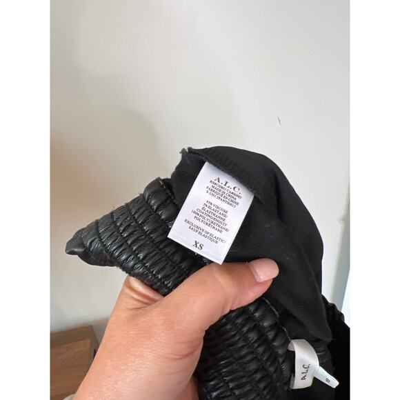 NEW A.L.C. Kaleb High Waist Faux Leather Elastic Waist Boxer Black Shorts - Picture 6 of 7